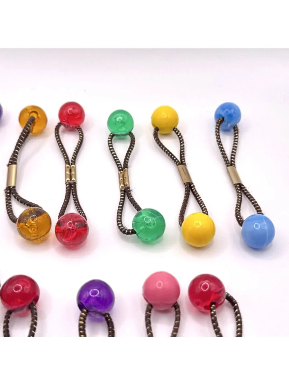 20 GOODY Vintage Ponytail Holders Twin Beads Medium Knocker Balls Hair Ties #3